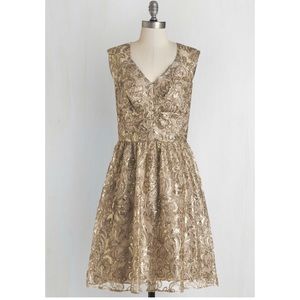Sequin cocktail dress in champagne